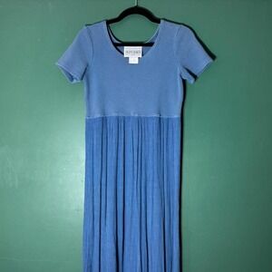 Vintage 90s Studio Ease Blue Prairie Dress Short Sleeve Petite 8 12D57MP
